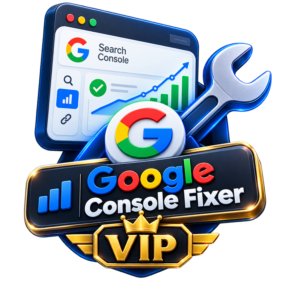 Google Console Fixer Premium graphic for fixing Google Search Console indexing errors
